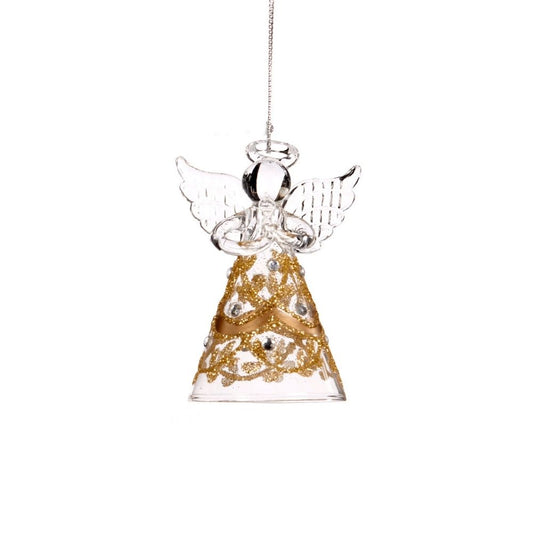 Ornament din sticla inger Jewel, auriu, 8 cm - SIMONA'S Christmas