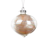 Glob din sticla irizat cu pene in interior, crem, 8 cm - SIMONA'S Christmas