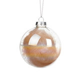 Glob din sticla irizat cu pene in interior, crem, 8 cm - SIMONA'S Christmas