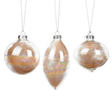 Glob din sticla irizat cu pene in interior, crem, 8 cm - SIMONA'S Christmas