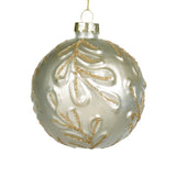 Glob din sticla cu frunze Vine, alb-auriu, 8 cm - SIMONA'S Christmas