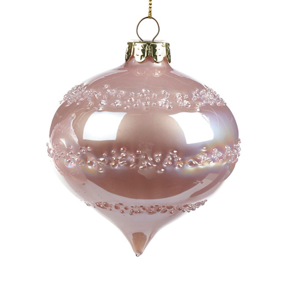 Glob din sticla irizat Rings, roz, 8 cm - SIMONA'S Christmas