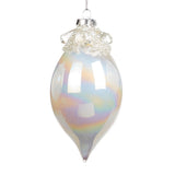 Glob din sticla irizat, cu perle, alb, 8 cm  - SIMONA'S CHRISTMAS