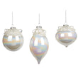 Glob din sticla irizat, cu perle, alb, 8 cm  - SIMONA'S CHRISTMAS