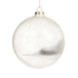 Glob din sticla Crackle cu pene, sampanie, 12 cm - SIMONA'S Christmas