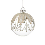 Glob din sticla decorat cu frunze, transparent, 8 cm - SIMONA'S Christmas