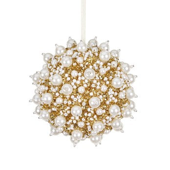 Glob decorativ cu perle, auriu, 10 cm, Tushar  - Simona's Christmas