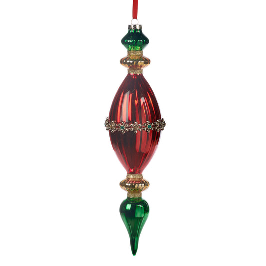 Glob decorativ Finial Jewel, rosu/auriu/verde - 34.5 cm, SIMONA'S Christmas