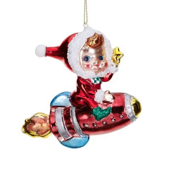 Ornament pentru brad, rosu, 11.5 cm, Rocketship  - Simona's Christmas