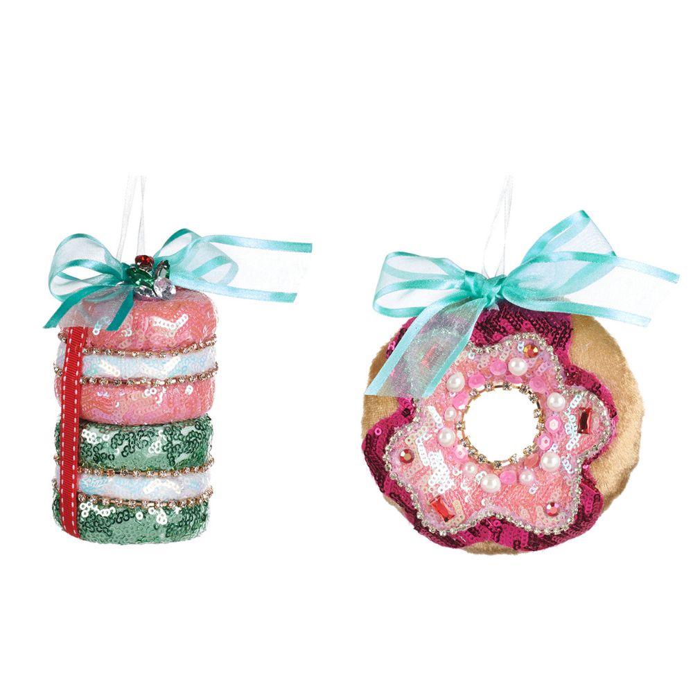 Ornament macarons/gogoasa cu paiete, multicolor, 11 cm - SIMONA'S Christmas