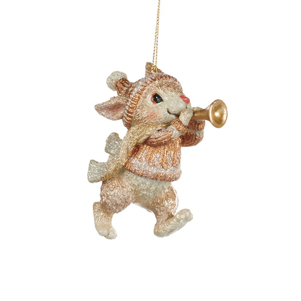 Ornament animale cu instrumente muzicale, crem, 9.5 cm - SIMONA'S Christmas