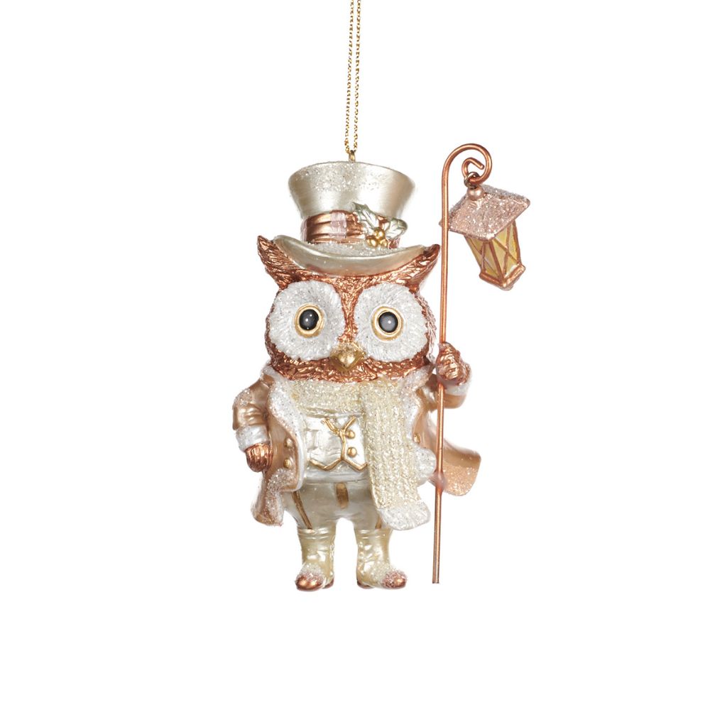 Ornament urs/bufnita, crem-sampanie, 9 cm - SIMONA'S Christmas