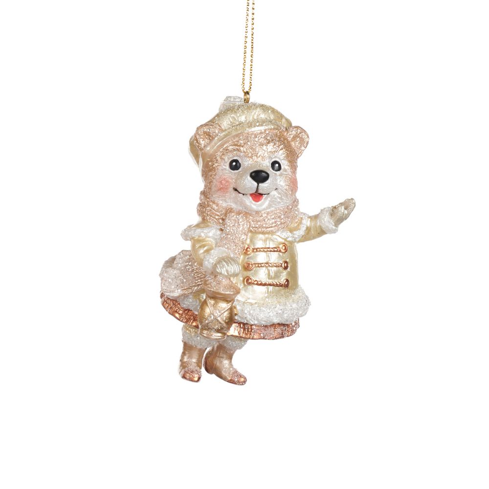 Ornament urs/bufnita, crem-sampanie, 9 cm - SIMONA'S Christmas