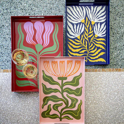 Tava decorativa, M, roz, Florigrafia - SIMONA'S COLLECTION