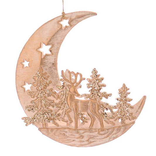 Ornament pentru brad cu ren, auriu, 12 cm, Reindeer Forest - Simona's Christmas
