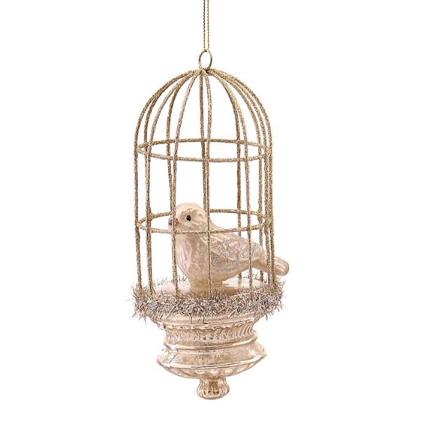 Ornament pentru brad, auriu, 10 cm, Enchanted Birdcage - Simona's Christmas