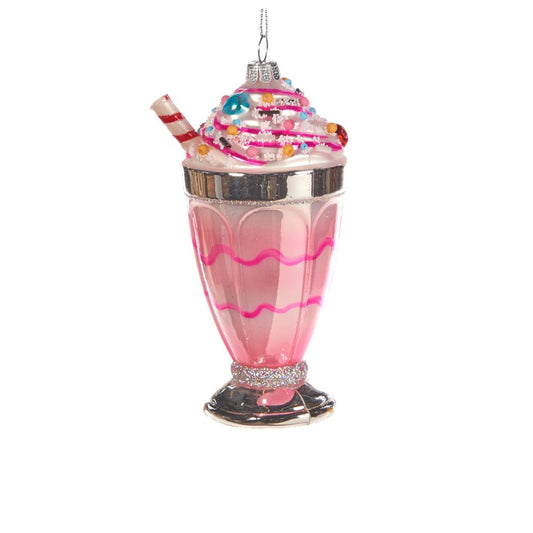 Ornament din sticla milk shake, roz, 13 cm - SIMONA'S Christmas