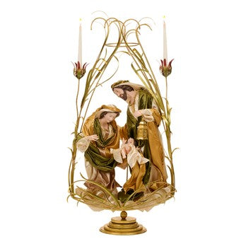 Sfesnic decorativ cu scena nasterii, 115 cm, auriu  - Simona's Christmas