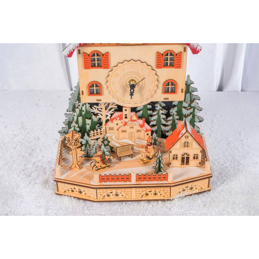 Cutie muzicala Ceas alpin, verde/alb - 46 cm, SIMONA'S Christmas