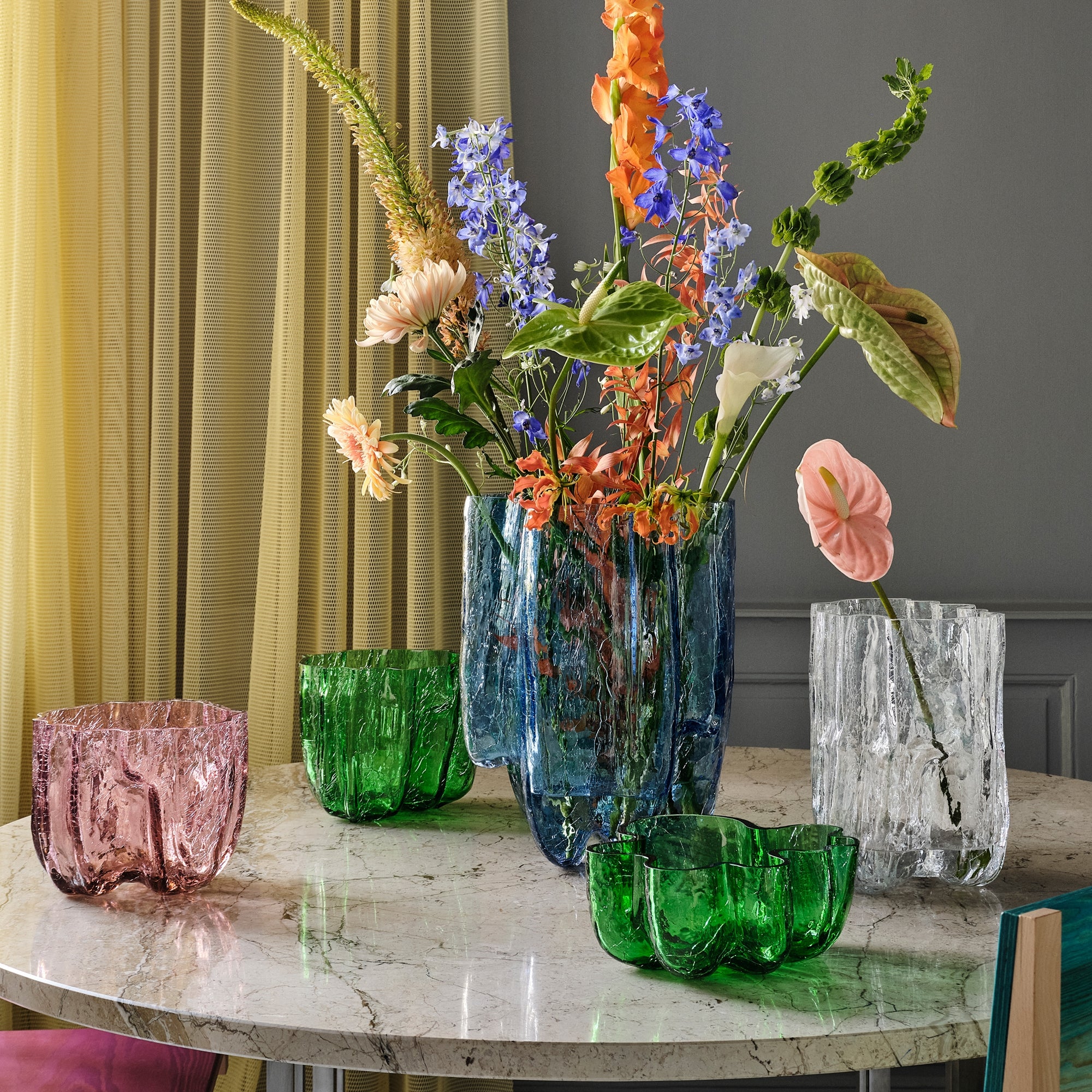 Bol decorativ, Green, 25 cm, Crackle by Asa Jungnelius - KOSTA BODA