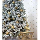 Brad artificial Snowed Paisley, alb, 750 leduri, 228 cm  - SIMONA'S CHRISTMAS