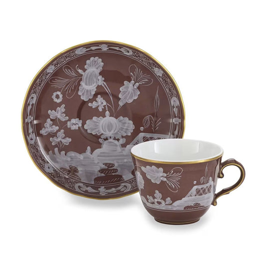 Ceasca pentru cafea si farfurie, 120 ml, Oriente Italiano Castagna - GINORI 1735
