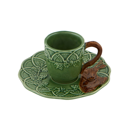 Ceasca pentru cafea si farfurie, 150 ml, Deer Bosque - BORDALLO PINHEIRO