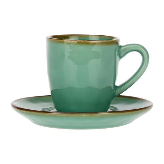 Ceasca pentru cafea si farfurie, verde aqua, 90 ml, Concerto - SIMONA'S COLLECTION