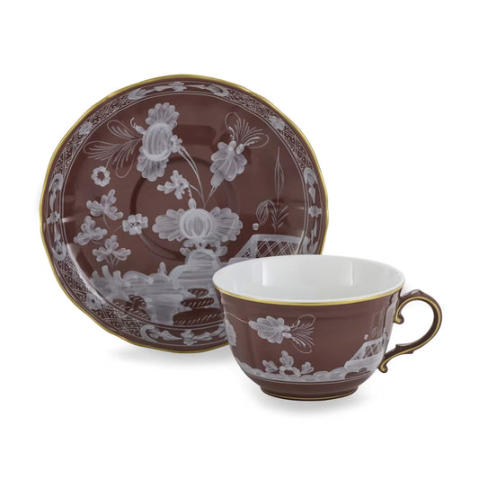 Ceasca pentru ceai si farfurie, 220 ml, Oriente Italiano Castagna - GINORI 1735