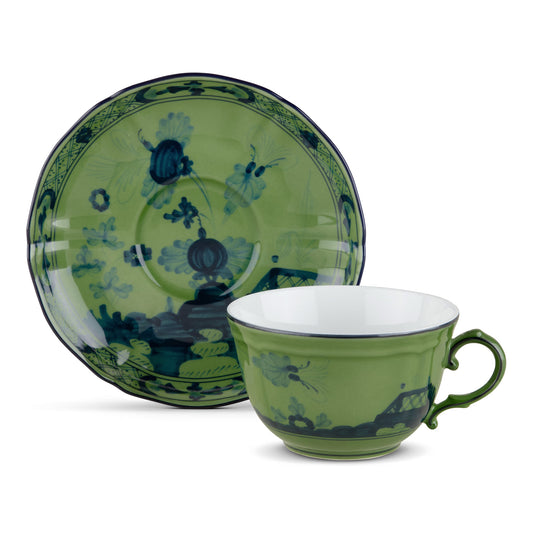 Ceasca pentru ceai si farfurie, 220 ml, Oriente Italiano Malachite - GINORI 1735