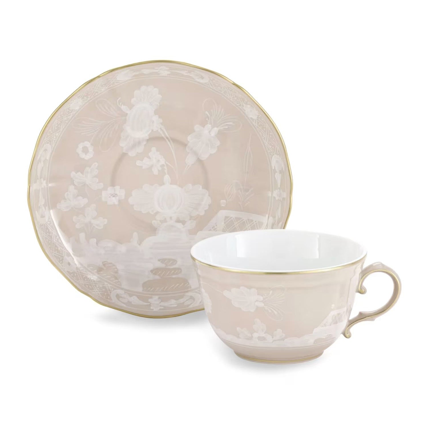 Ceasca pentru ceai si farfurie, 220 ml, Oriente Italiano Meringa - GINORI 1735