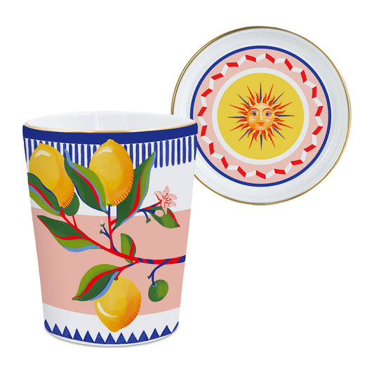 Ceasca pentru ceai si farfurie Lemons, portelan, Dolce Vita - BACI MILANO