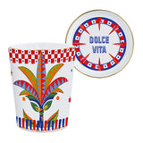 Ceasca pentru ceai si farfurie Palm tree, portelan, Dolce Vita - BACI MILANO