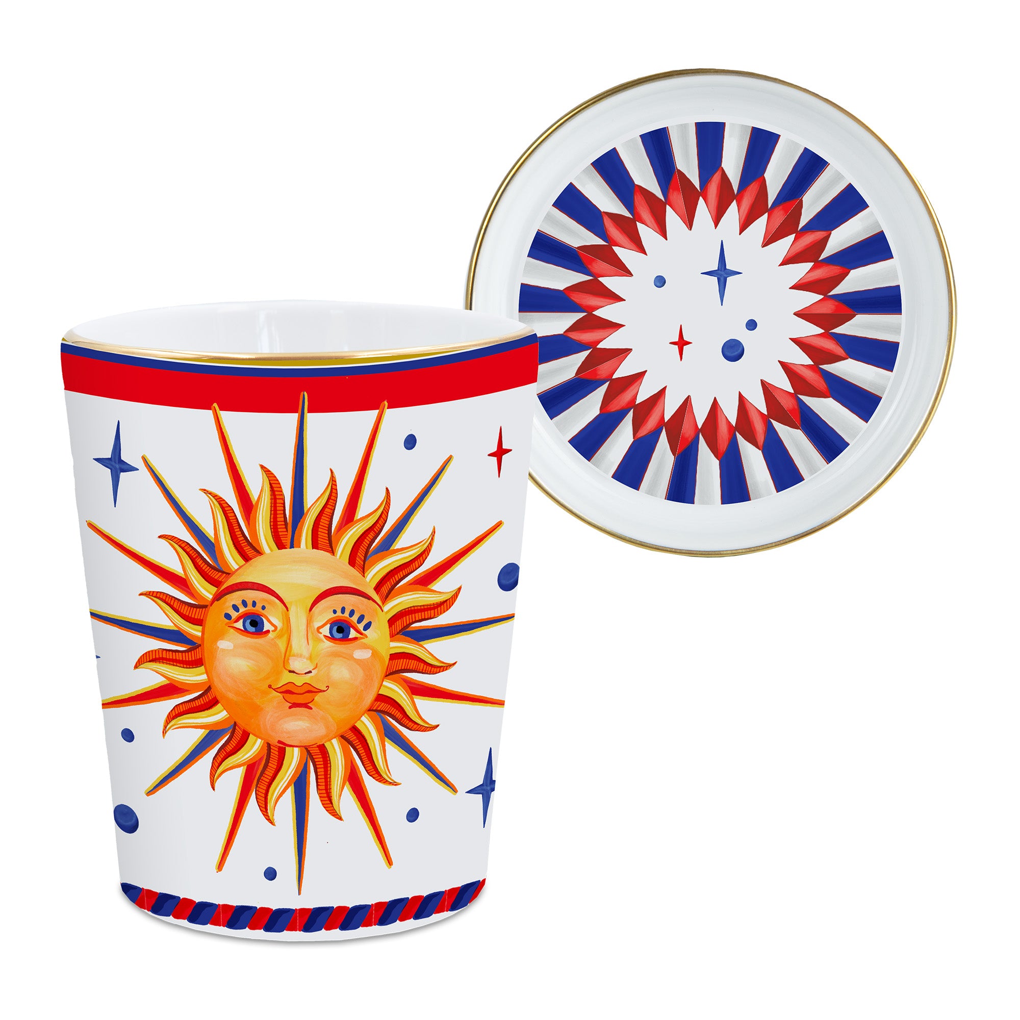 Ceasca pentru ceai si farfurie Sun, portelan, Dolce Vita - BACI MILANO