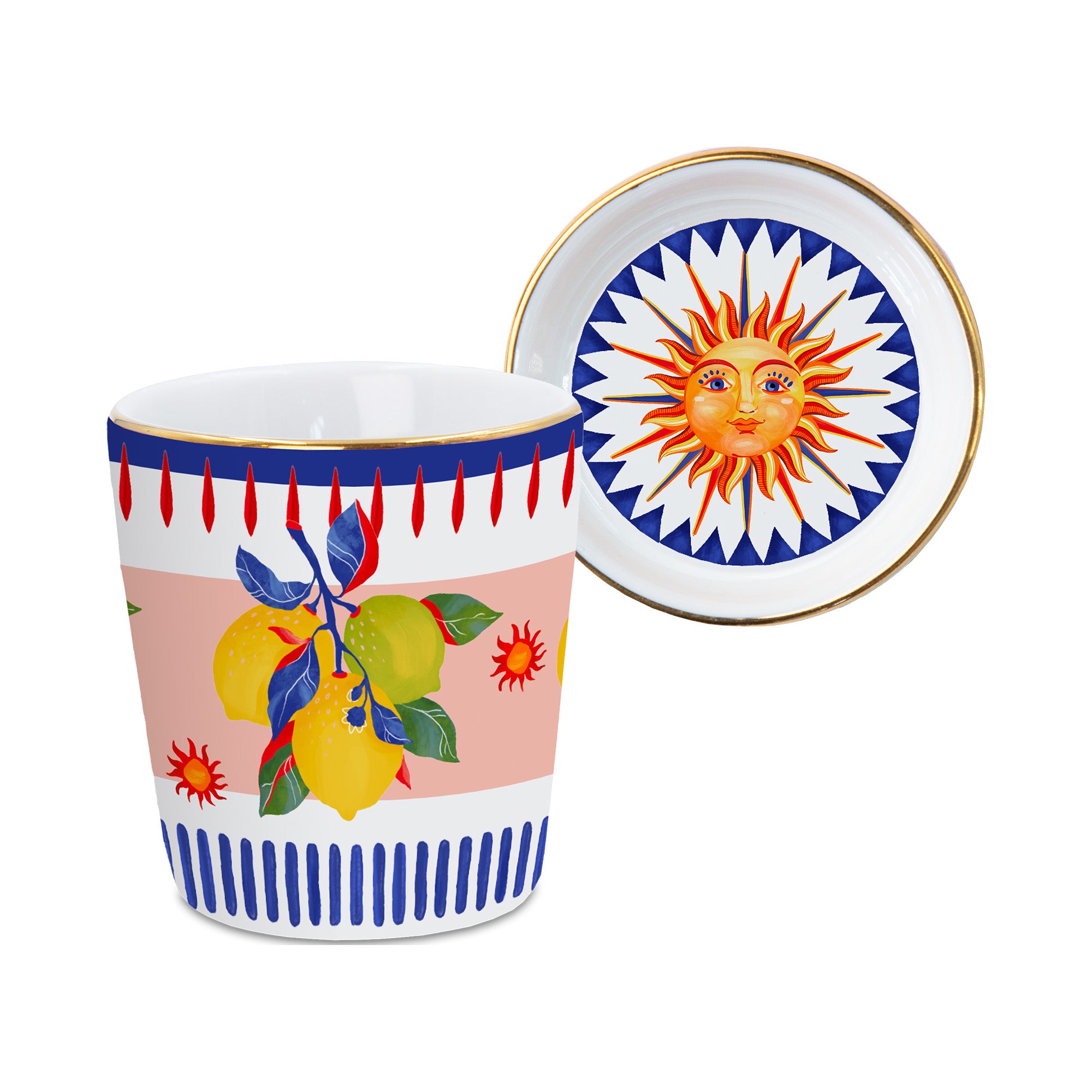 Ceasca pentru espresso si farfurie Lemons, portelan, Dolce Vita - BACI MILANO