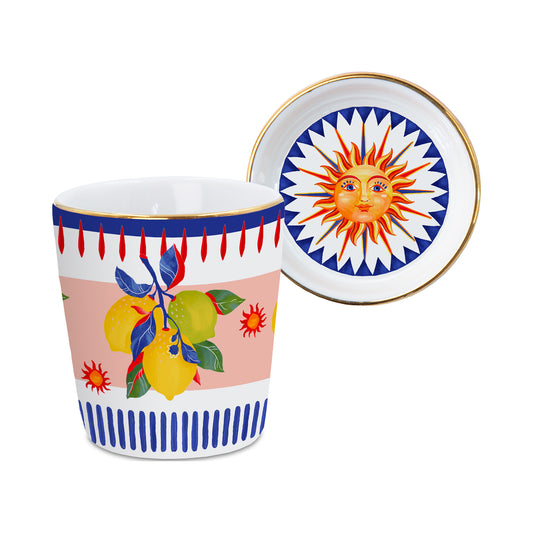 Ceasca pentru espresso si farfurie Lemons, portelan, Dolce Vita - BACI MILANO