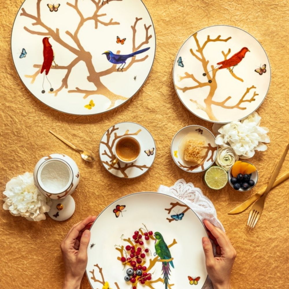 Set 2 cesti pentru espresso si farfurii, Aux Oiseaux - BERNARDAUD