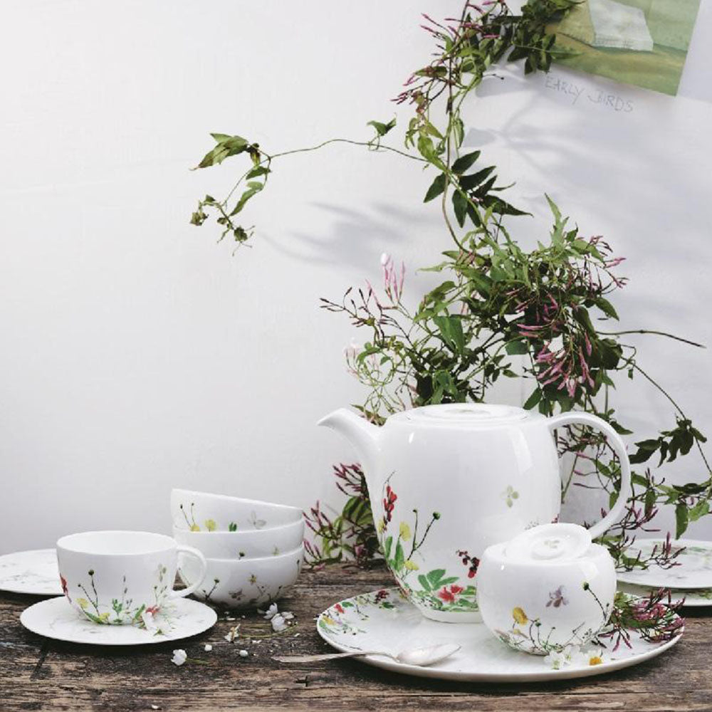 Set 2 cesti combi, 2 farfurioare si 2 farfurii desert, Brillance Fleurs Sauvages - ROSENTHAL