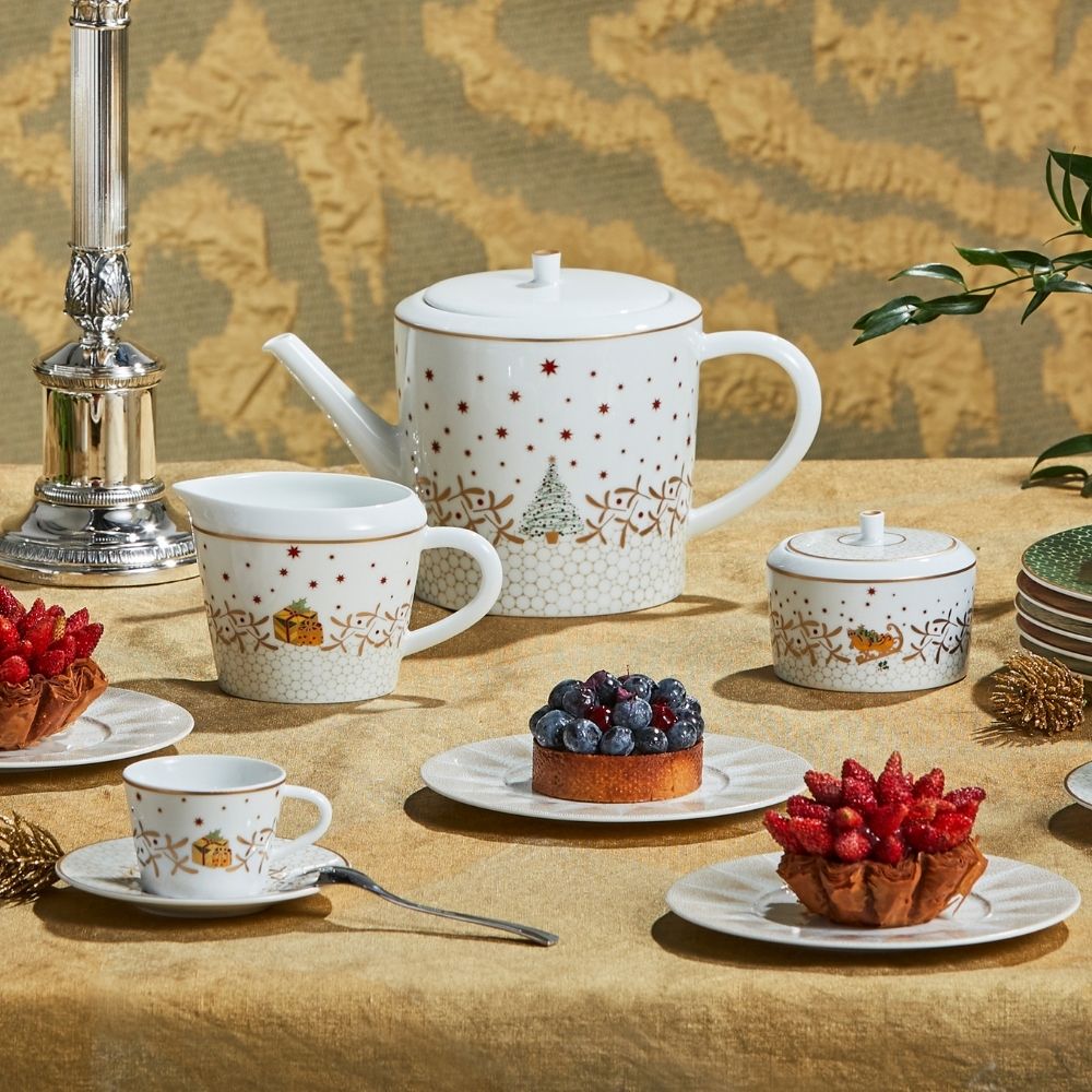 Set 2 cesti pentru ceai si farfurii, Noel Blanc - BERNARDAUD