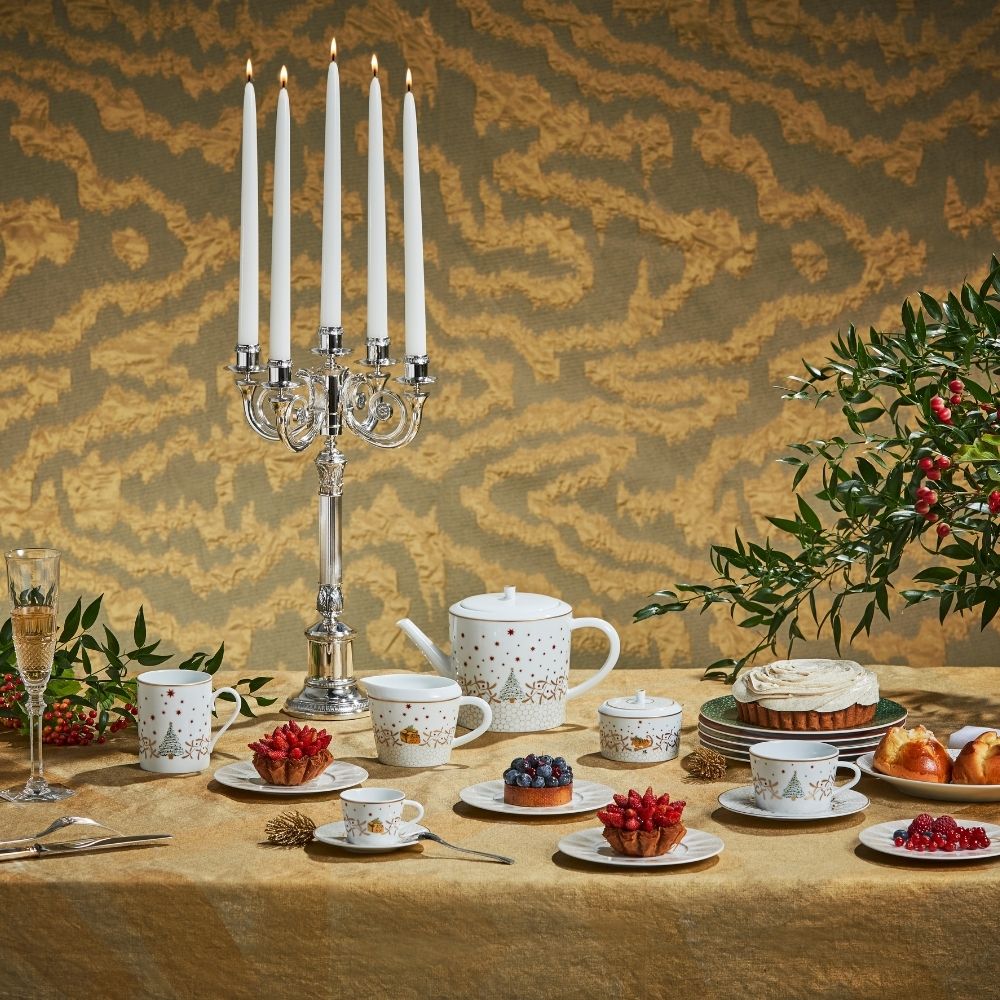 Set 2 cesti pentru ceai si farfurii, Noel Blanc - BERNARDAUD