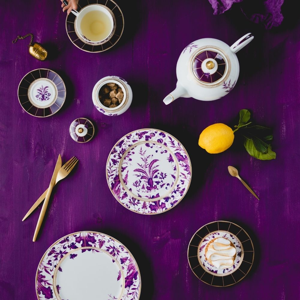 Set 6 cesti pentru espresso si farfurii, 80 ml, Prunus - BERNARDAUD
