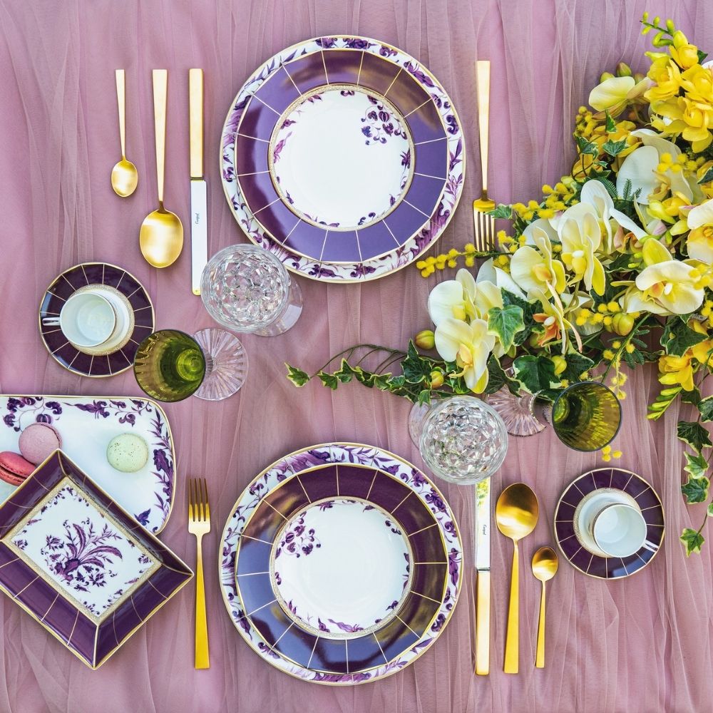 Set 6 cesti pentru ceai si farfurii, 200 ml, Prunus - BERNARDAUD