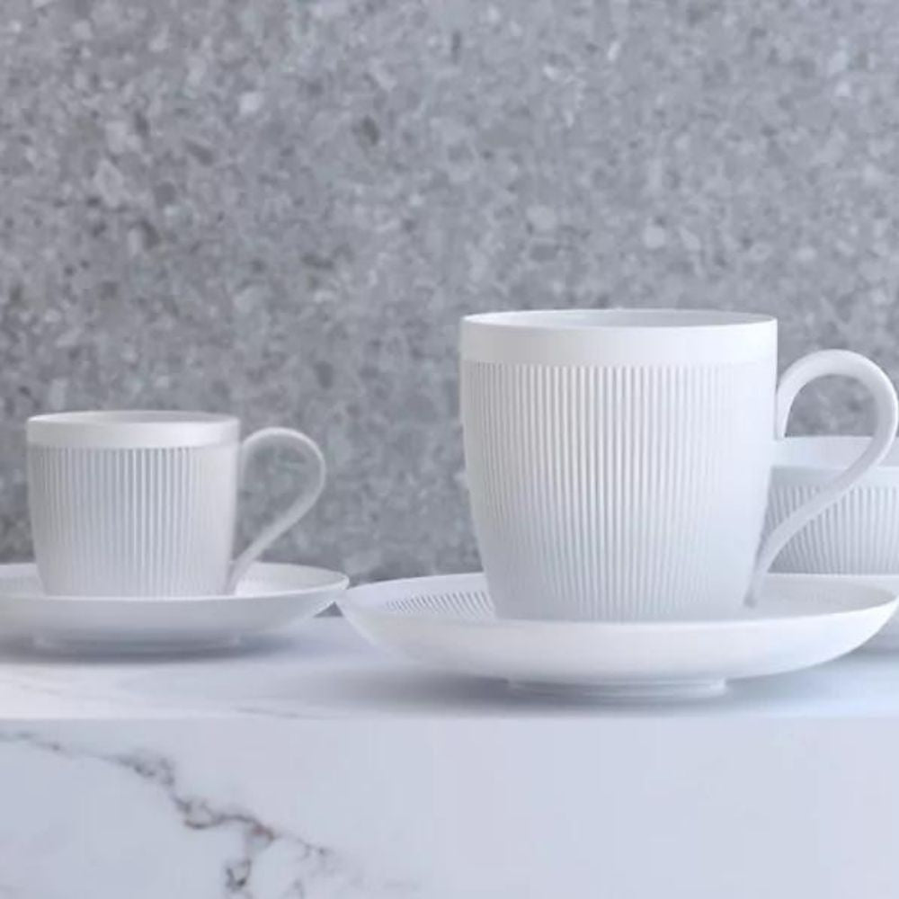 Ceasca pentru cafea si farfurie, Stella satin white - SIEGER by FURSTENBERG