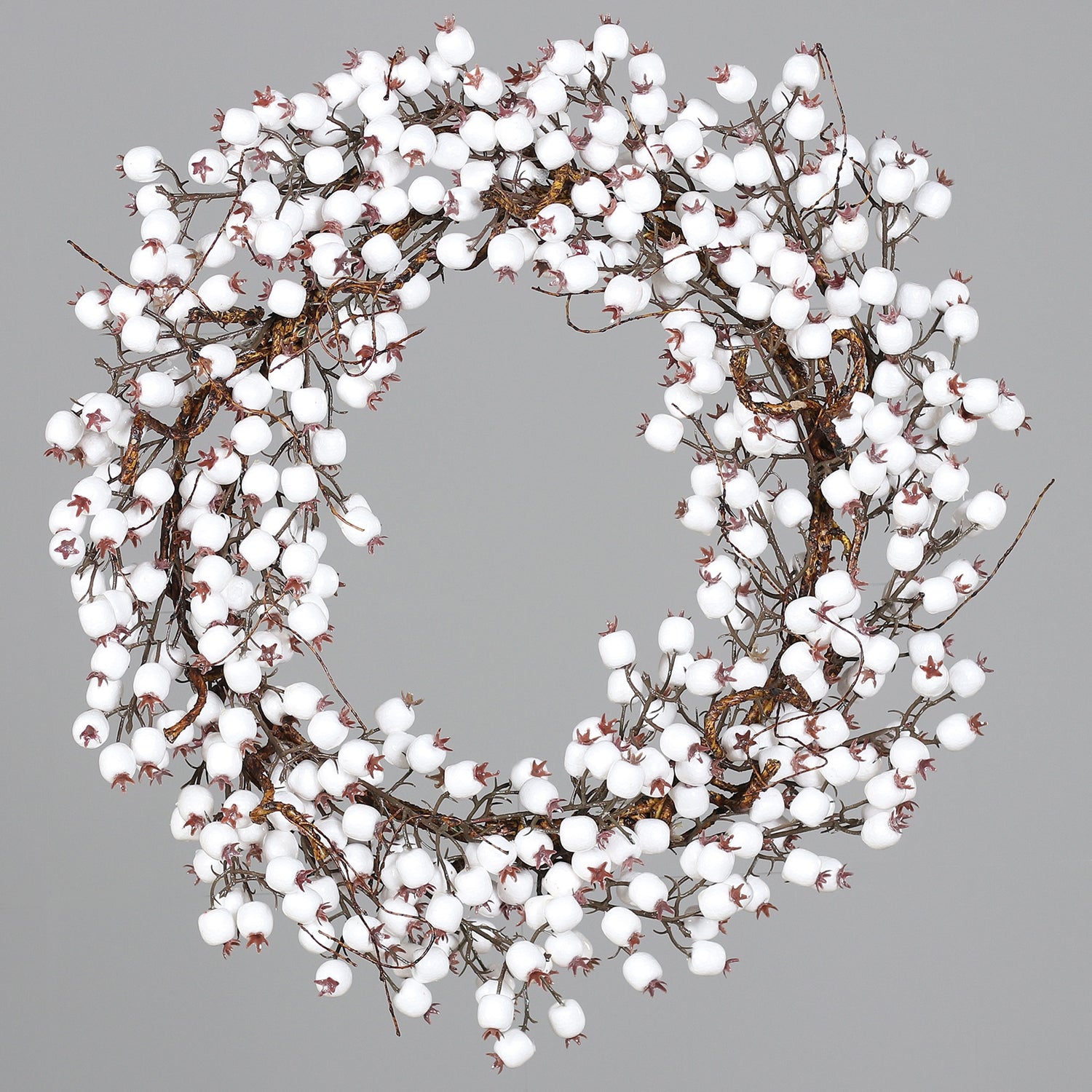 Coronita decorativa Berries Rina, alb, 60 cm - SIMONA'S CHRISTMAS