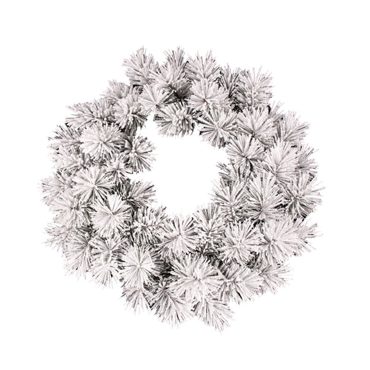 Coronita Flocked Inverness, alb, 60 cm  - SIMONA'S CHRISTMAS