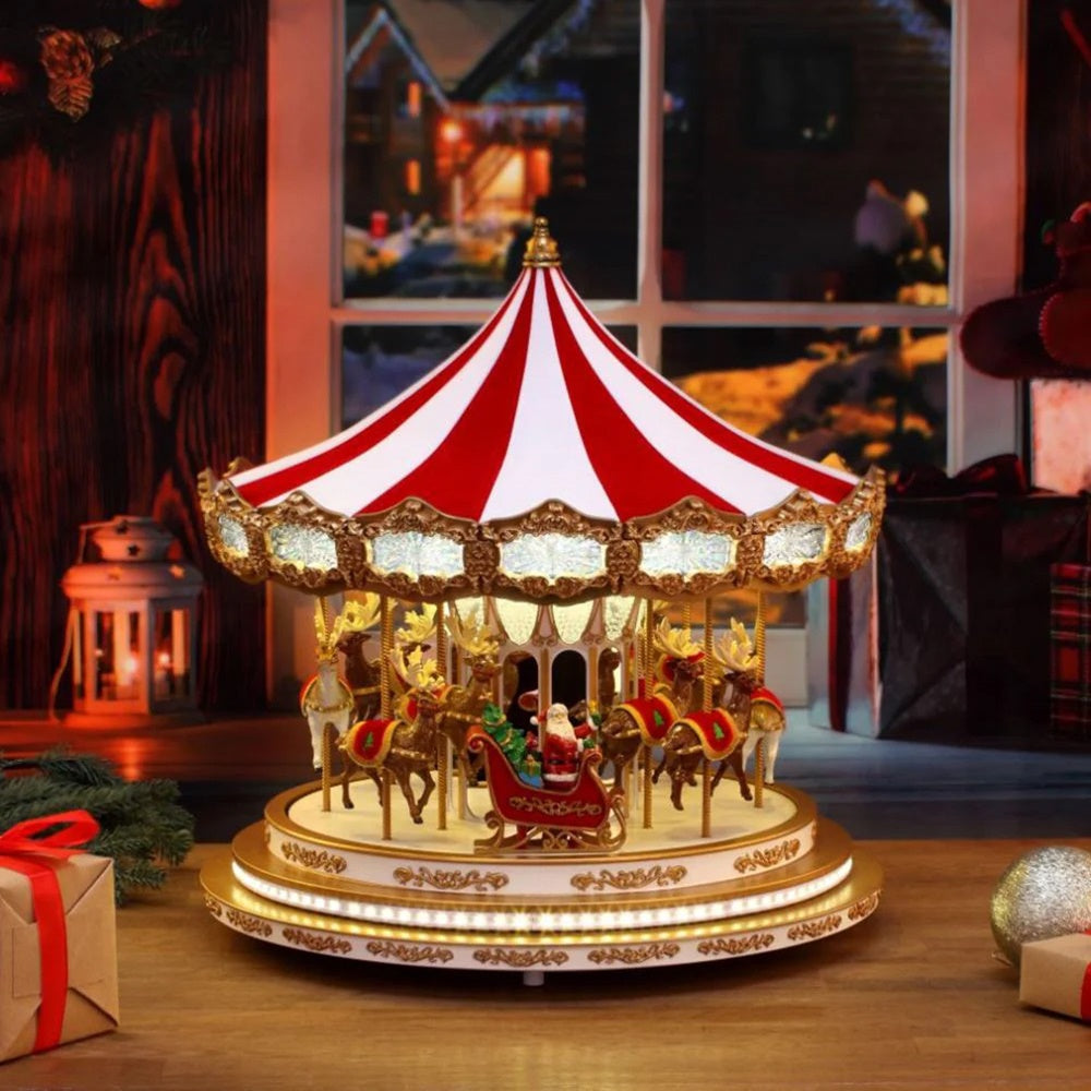 Cutie muzicala Carousel, alb, 43 cm, SIMONA'S CHRISTMAS