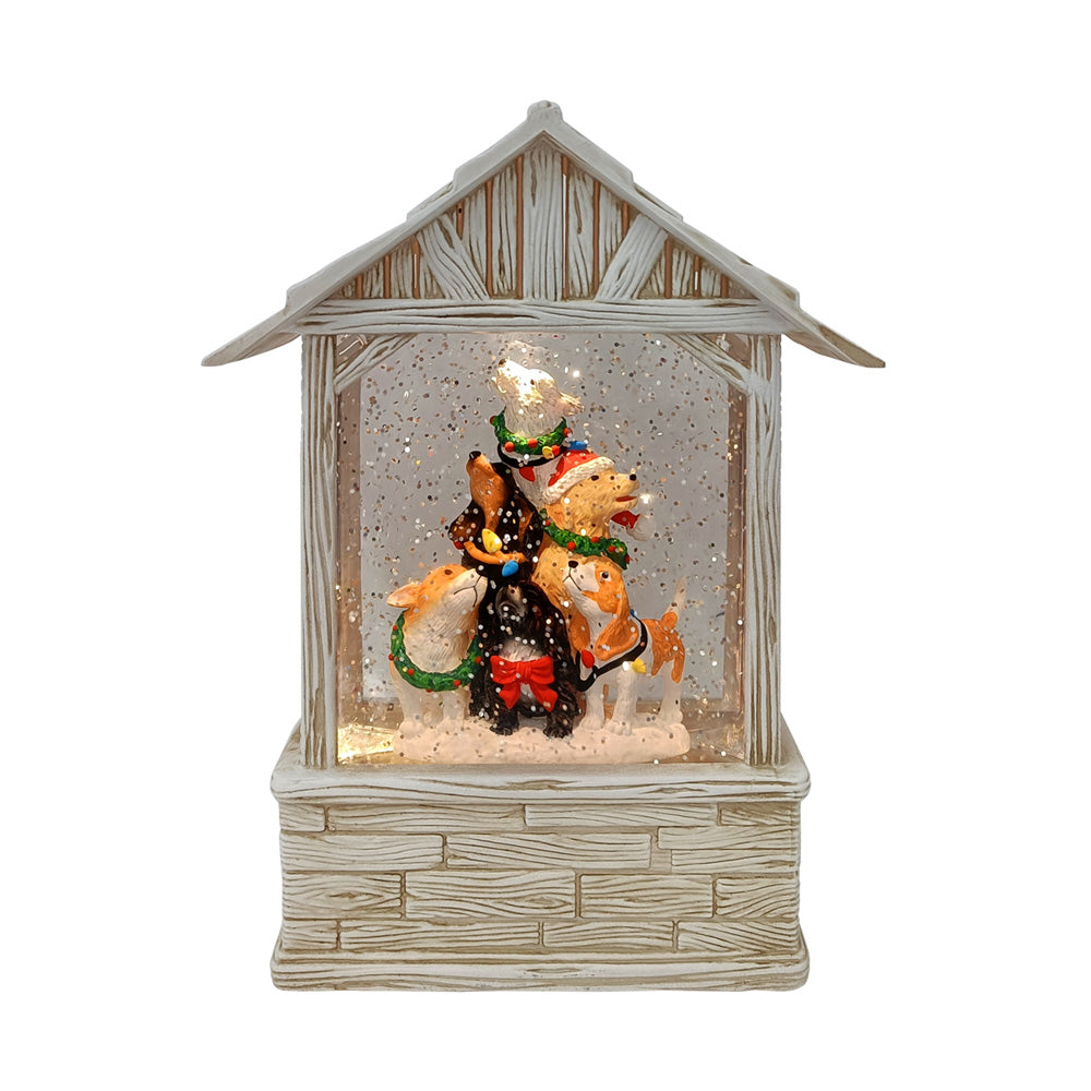 Cutie muzicala Casuta cu catei, 18 cm - SIMONA'S CHRISTMAS