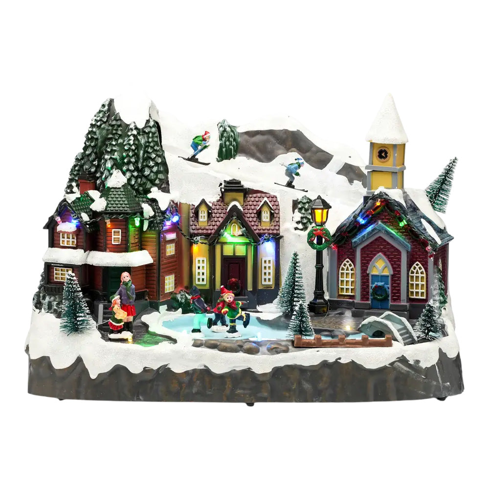 Cutie muzicala Sat alpin iarna, 35 cm - SIMONA'S CHRISTMAS