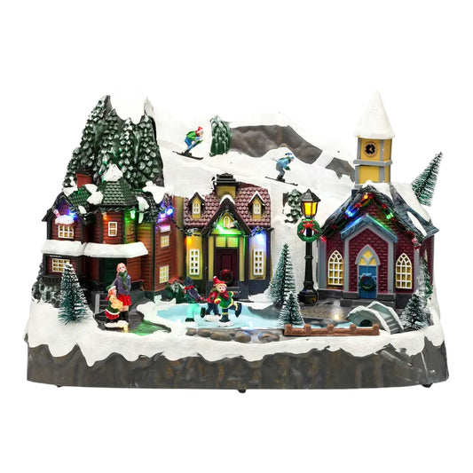 Cutie muzicala Sat alpin iarna, 35 cm - SIMONA'S CHRISTMAS