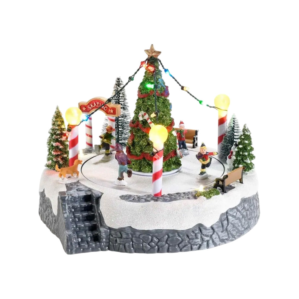 Cutie muzicala Scena Patinoar, 22 cm - SIMONA'S CHRISTMAS